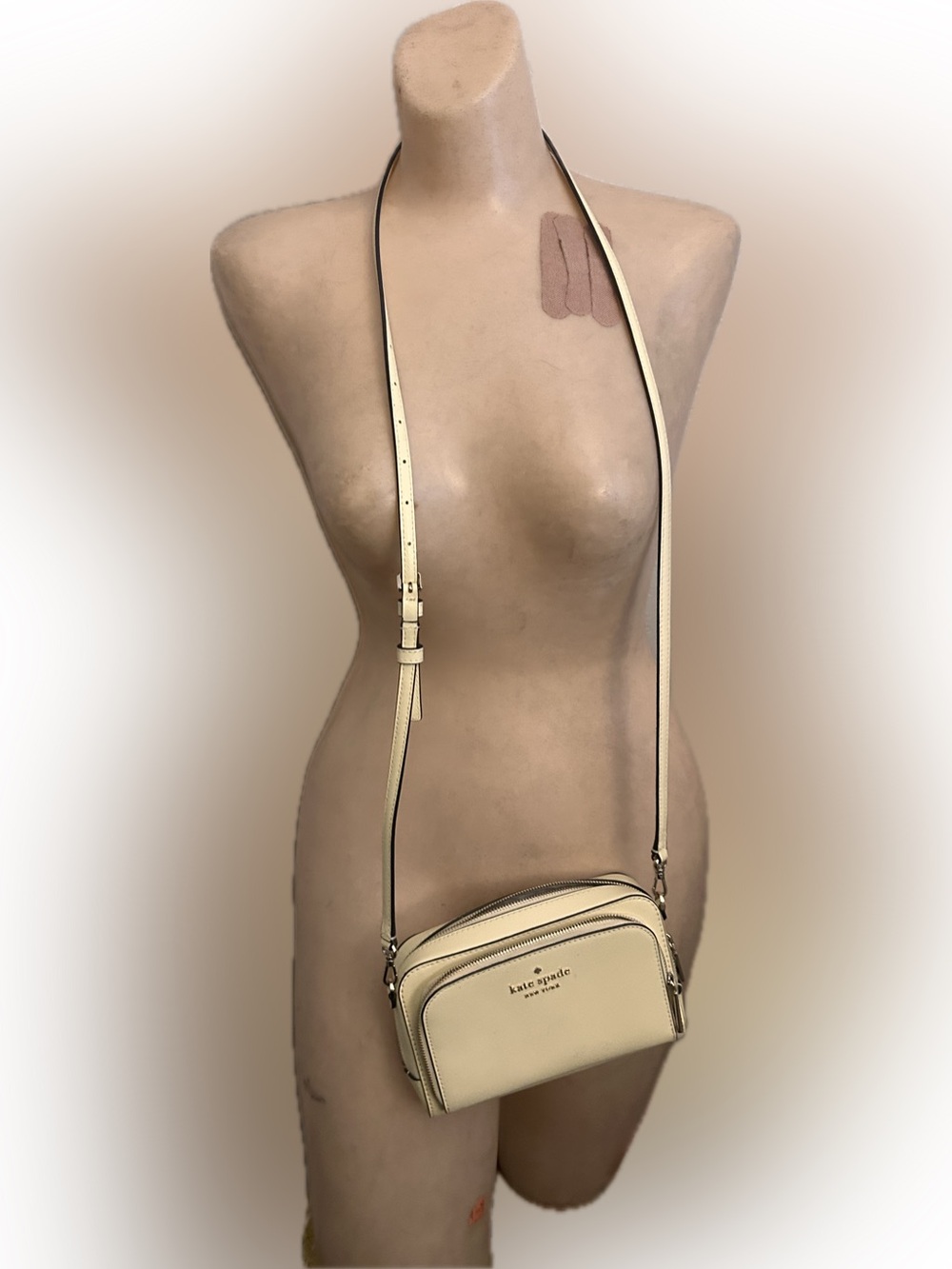kate spade Cream Crossbody Bag with Gold Logo